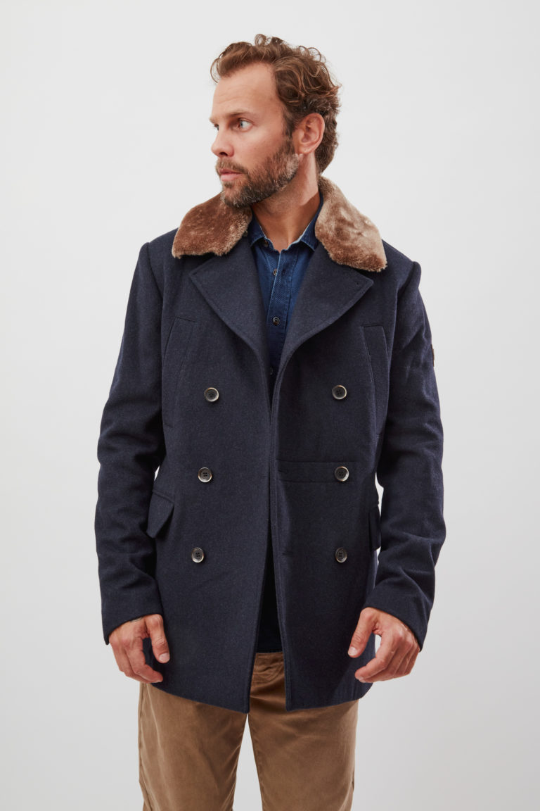 Classic pea coat with eco-fur collar - MCS ex Marlboro Classic's