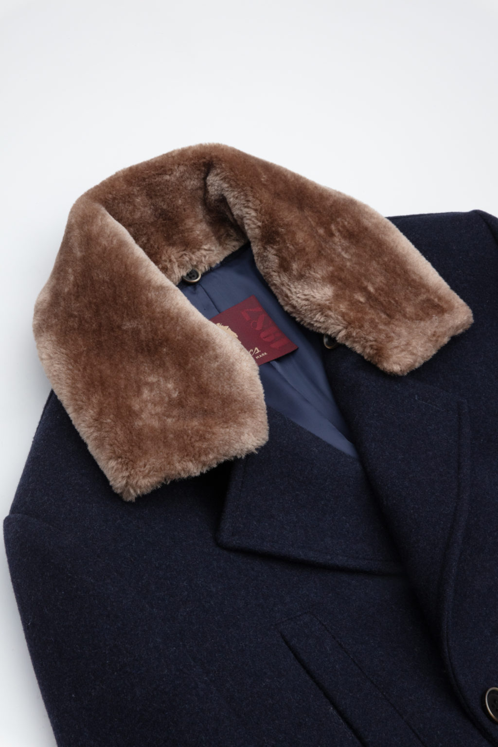 Classic pea coat with eco-fur collar - MCS Men