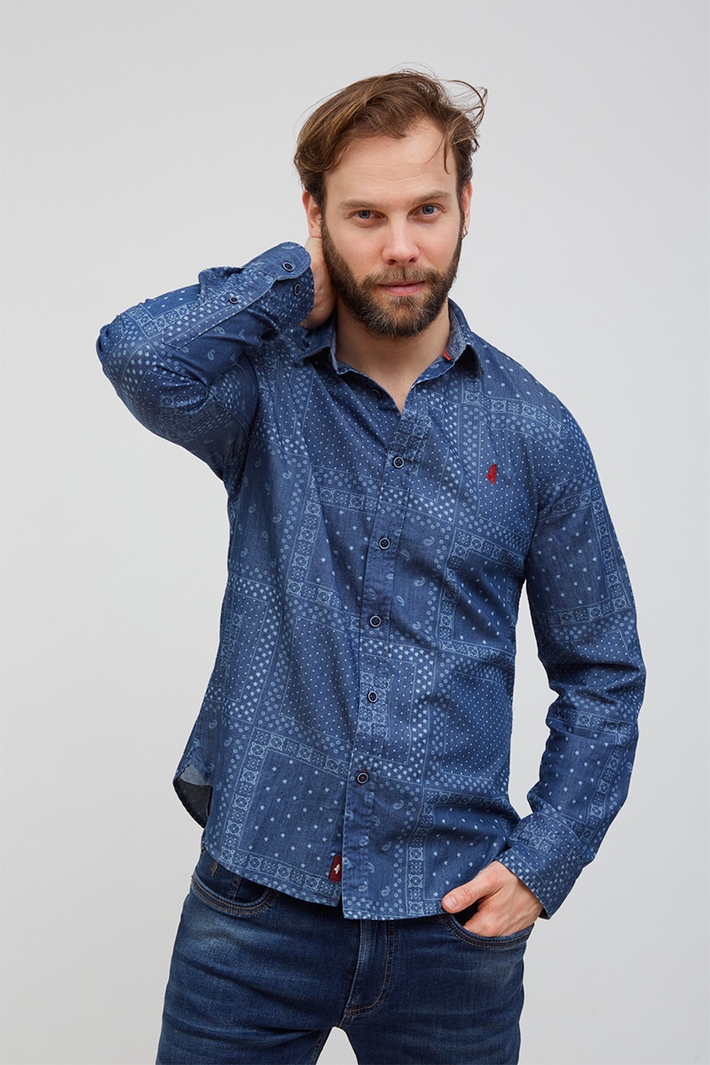 Bandana pattern long sleeve shirt - MCS Men
