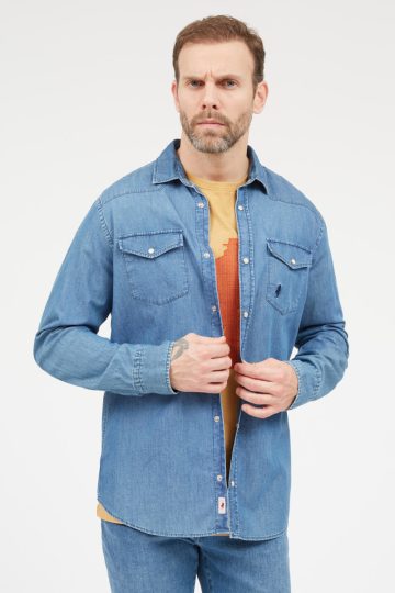 Chemise jeans avec poche à rabats