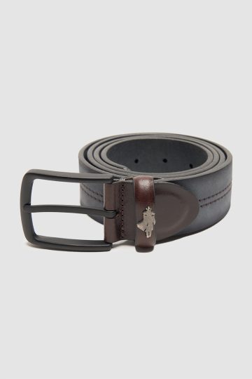 Leather belt with double stitching