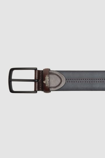 Leather belt with double stitching