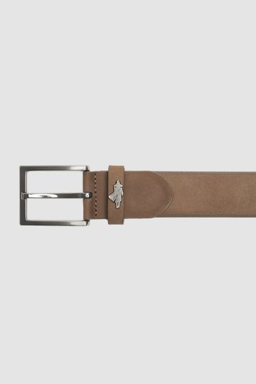 Suede belt with beveled edges