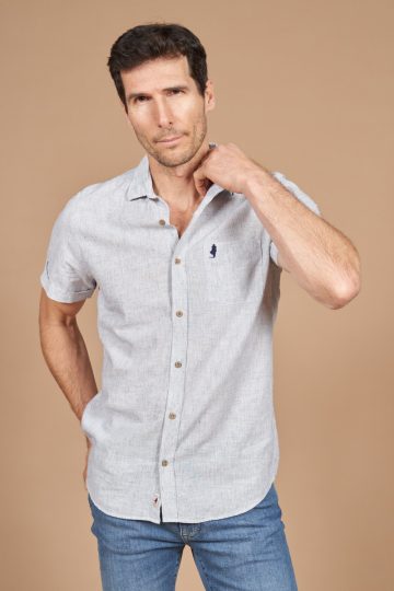 Short sleeves striped linen shirt