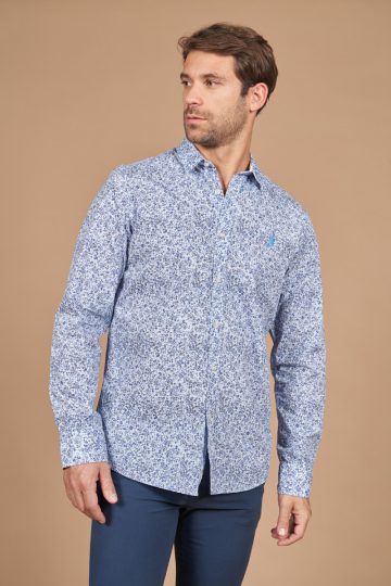 Chemise motif rayures fleurs