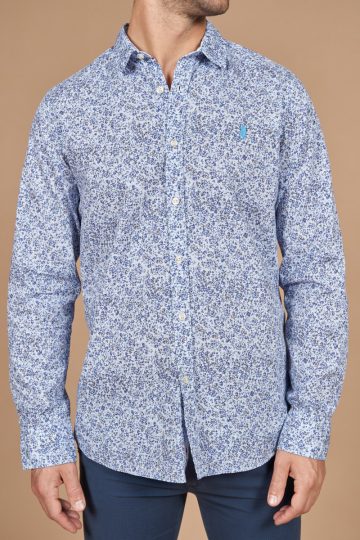 Chemise motif rayures fleurs