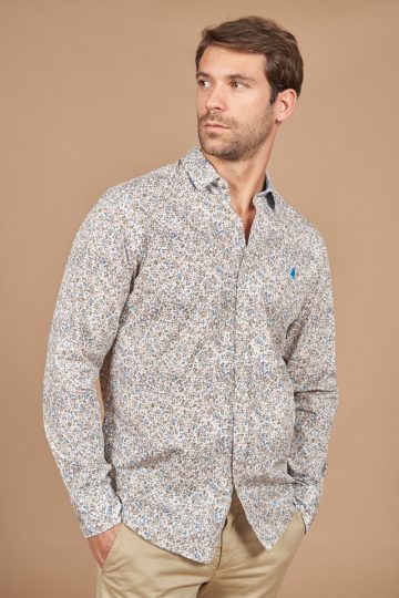 Chemise motif rayures fleurs