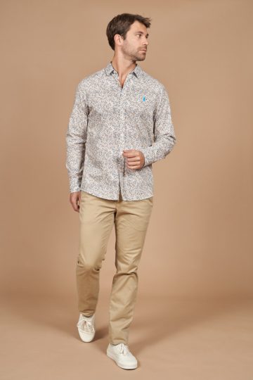 Chemise motif rayures fleurs