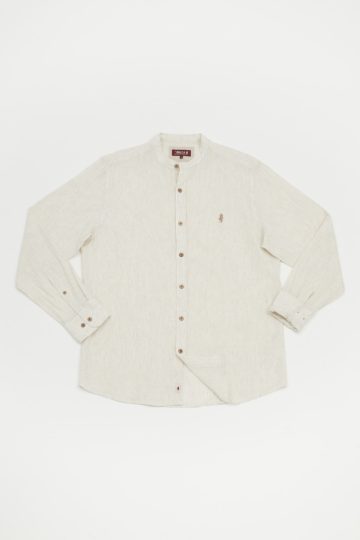 Mao collar shirt with stripes