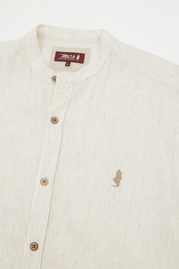 Mao collar shirt with stripes