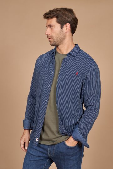 Chemise denim à fines rayures