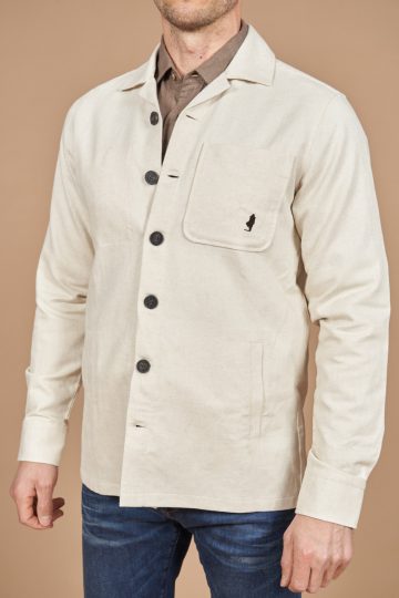 Overshirt in cotton linen with pockets