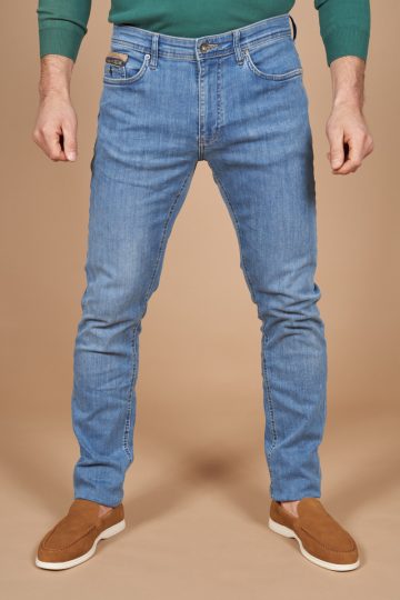 Jean regular tapered poche ticket zippée stretch