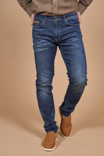 Jean regular tapered revers cachemire