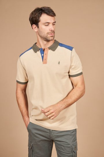 Patch polo shirt pique