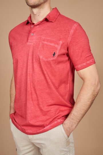 Dyed jersey polo shirt with pocket