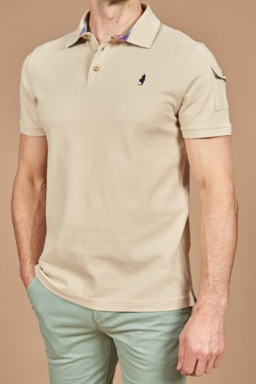 Polo shirt pique with check fabric