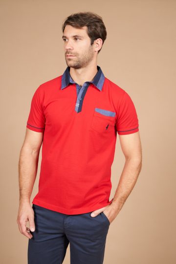 Polo shirt pique with ccontrasted collar