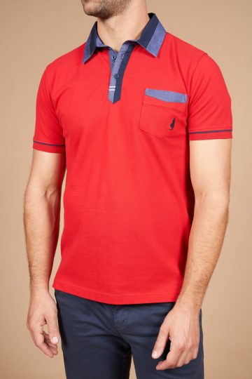 Polo shirt pique with ccontrasted collar