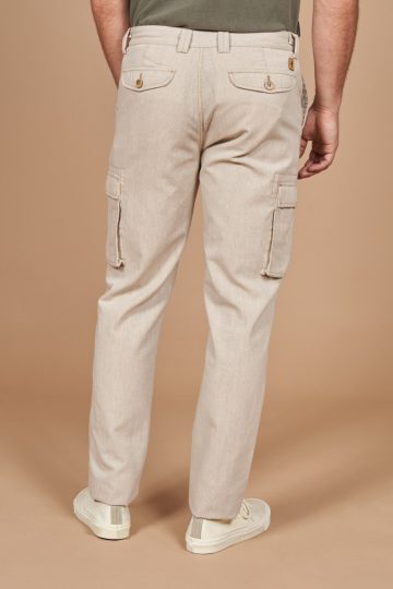 Pantalon cargo rayé toile fine