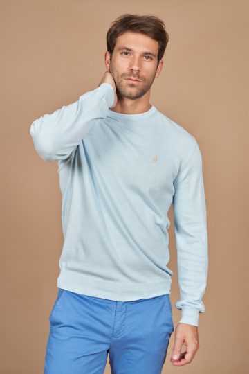 Cotton plain round neck sweater