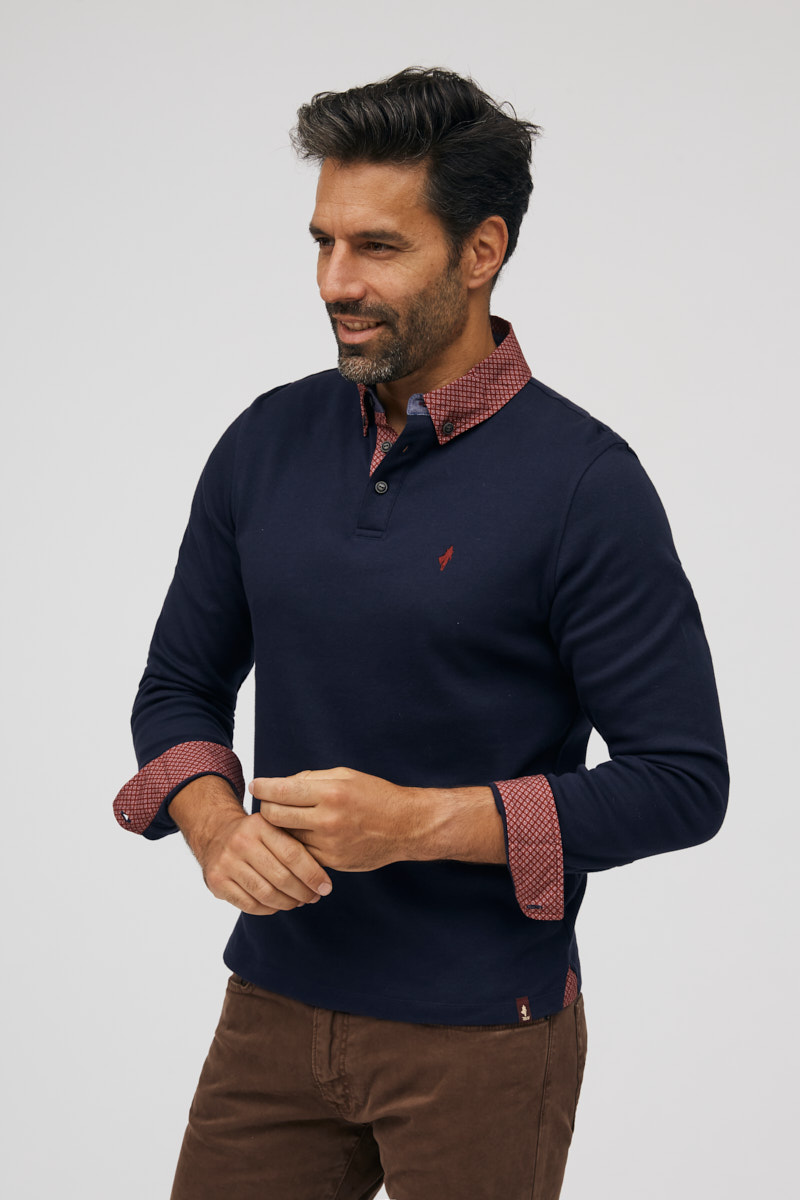 Long sleeves polo with shirt neck - MCS Men