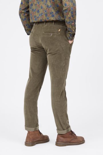 Pantalon chino uni velours cotelé