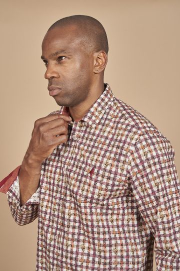 Printed shirt with check pattern