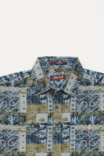 Chemise imprimée patchwork cowboy