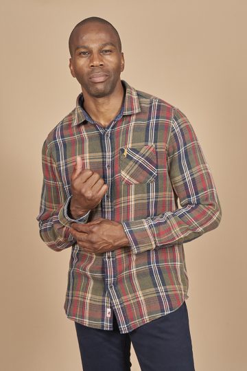 Double face denim check shirt