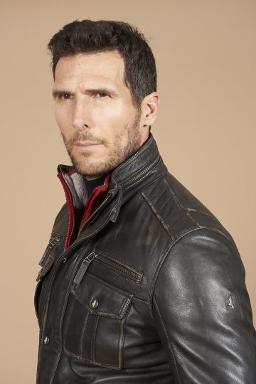 Multi-pocket leather jacket