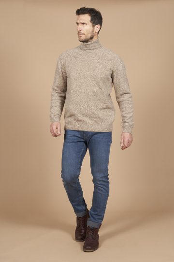 Jean stretch regular tapered détail cuir