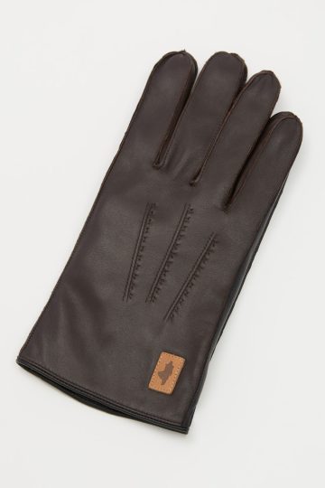 Leather glove with two-color yoke