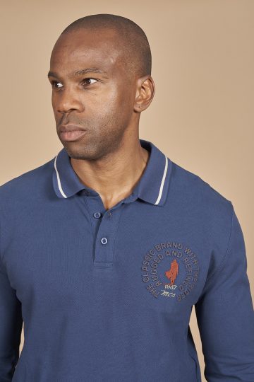 Polo manches longues broderie embossée